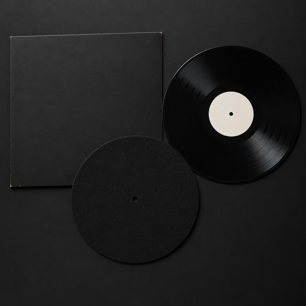 Black slipmat, record and sleeve